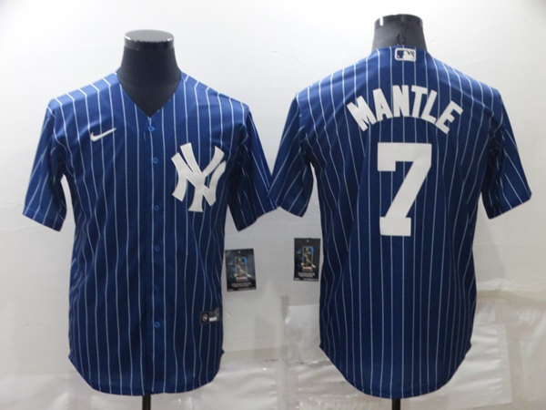 Men's New York Yankees #7 Mickey Mantle Navy Cool Base Stitched Jersey - Click Image to Close